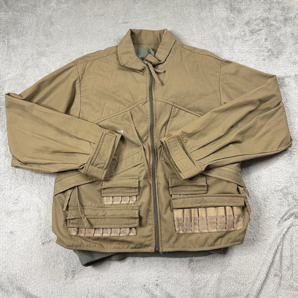 Columbia Hunting Jacket Men Large Tan Shell Loops Game Bag F5‎ HM 1260 EUC